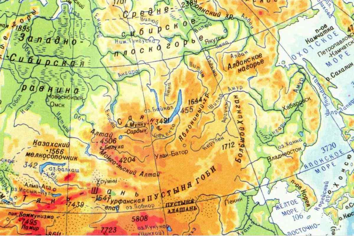 Горы Каракорум на контурной карте